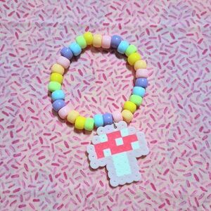 Cute Pastel Rainbow Mushroom Kandi Bracelet
